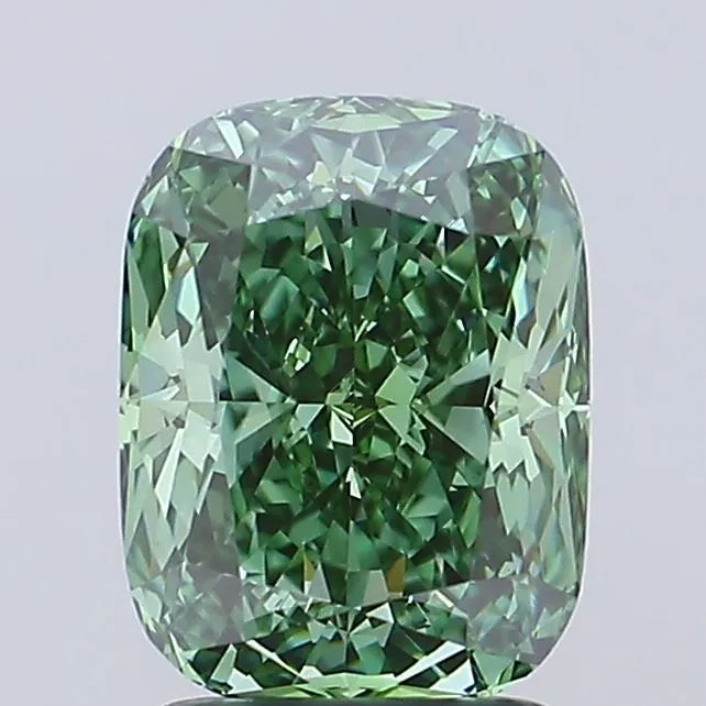 2.33ct Cushion modified Lab Grown Diamond (Colour Fancy Vivid Green, Clarity VS1, IGI Certified)