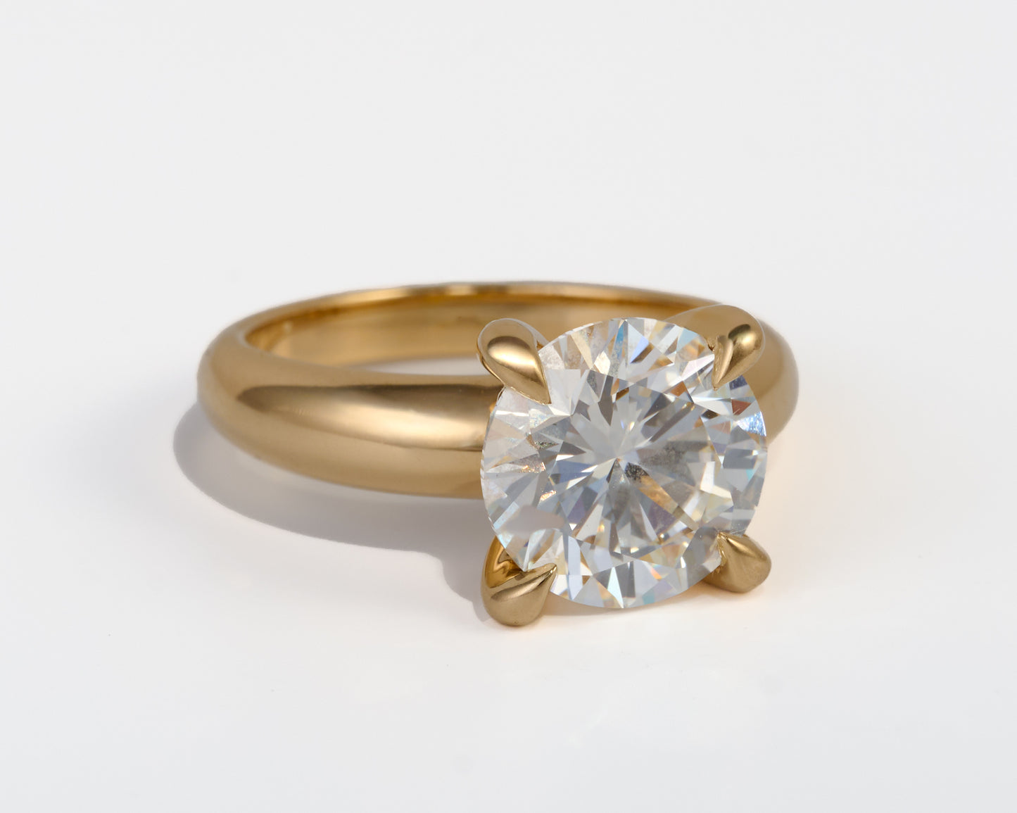 The Charlotte - Chunky Gold Statement Ring w/ Round Cut Lab Grown Diamond