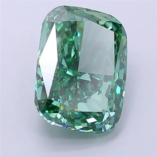 3.63ct Cushion modified Lab Grown Diamond (Colour Fancy Vivid Green, Clarity VS1, IGI Certified)