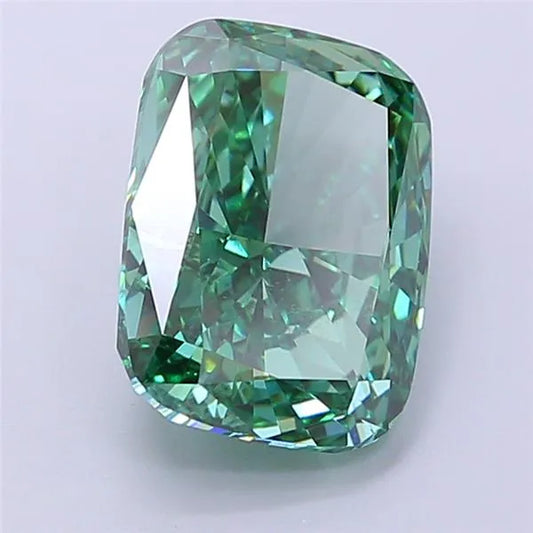 3.63ct Cushion modified Lab Grown Diamond (Colour Fancy Vivid Green, Clarity VS1, IGI Certified)
