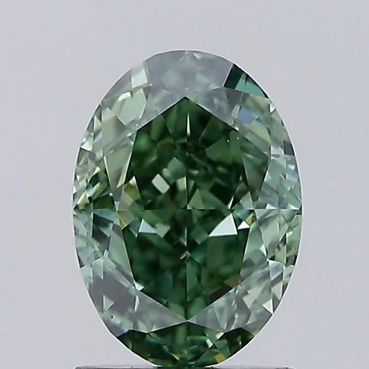1.37ct Oval Lab Grown Diamond (Colour Fancy Vivid Green, Clarity VS1, IGI Certified)