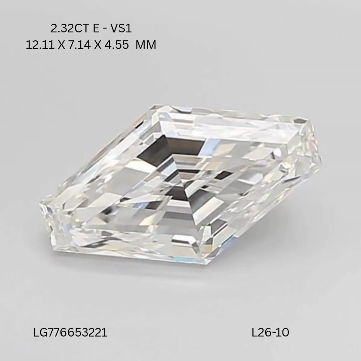 2.32ct Lozenge Lab Grown Diamond (Colour E, Clarity VS1, IGI Certified)
