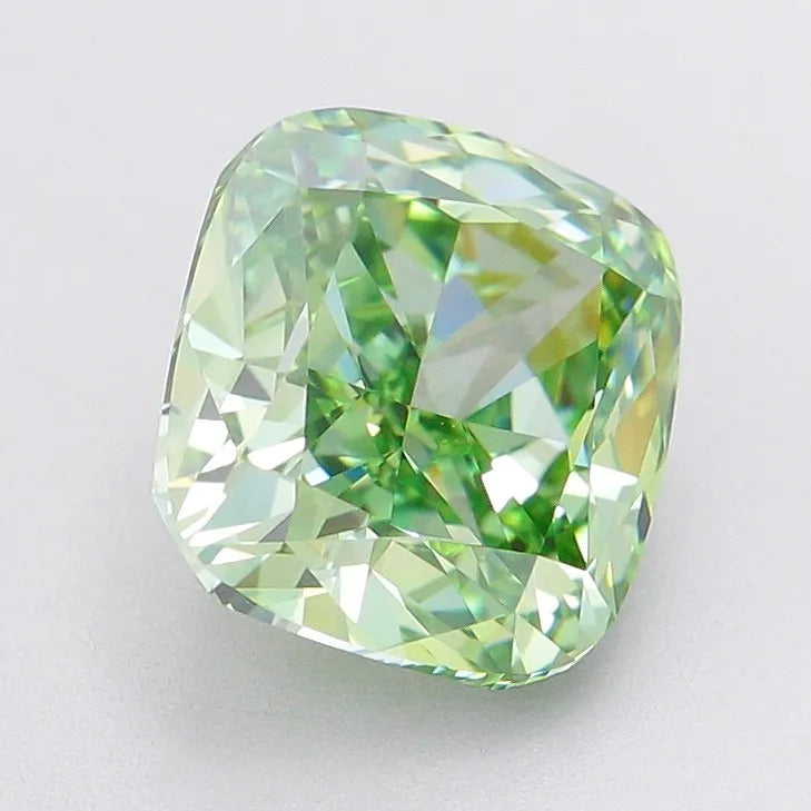 2.53ct Cushion modified Lab Grown Diamond (Colour Fancy Vivid Green, Clarity VVS1, IGI Certified)
