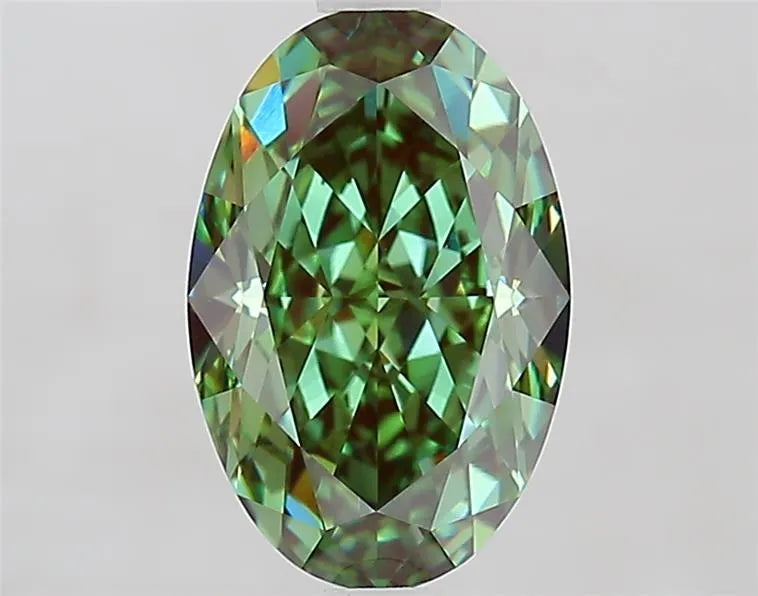 2.53ct Oval Lab Grown Diamond (Colour Fancy Vivid Green, Clarity VVS2, IGI Certified)