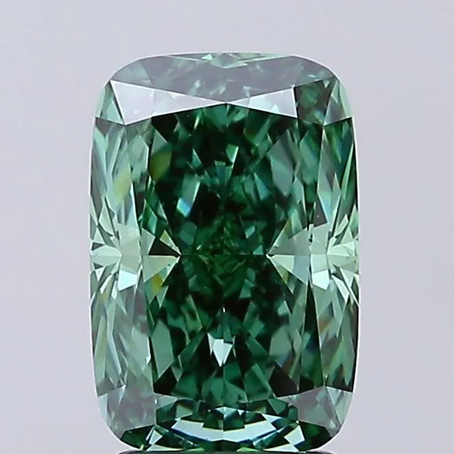 2.60ct Cushion modified Lab Grown Diamond (Colour Fancy Vivid Green, Clarity VVS2, IGI Certified)