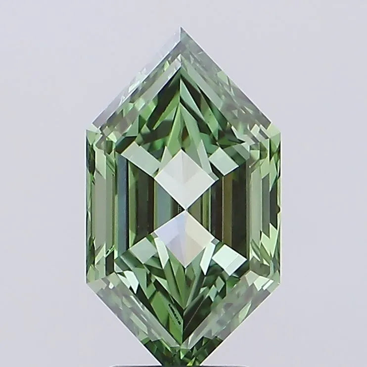 2.77ct Hexagonal Lab Grown Diamond (Colour Fancy Vivid Green, Clarity VVS2, IGI Certified)