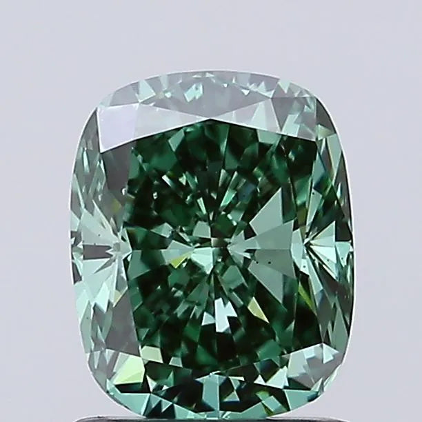1.26ct Cushion modified Lab Grown Diamond (Colour Fancy Vivid Green, Clarity VS2, IGI Certified)