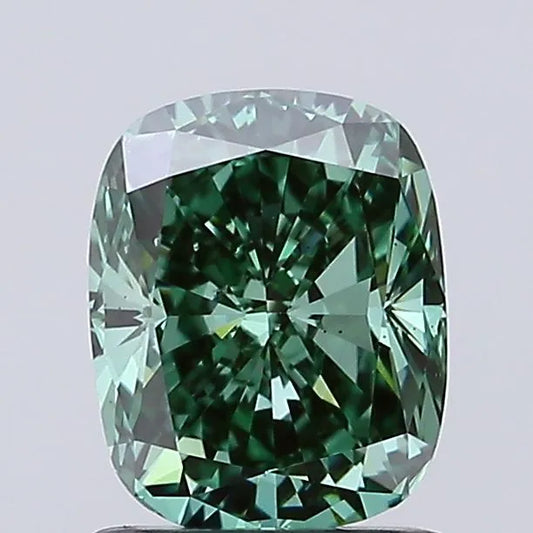 1.26ct Cushion modified Lab Grown Diamond (Colour Fancy Vivid Green, Clarity VS2, IGI Certified)