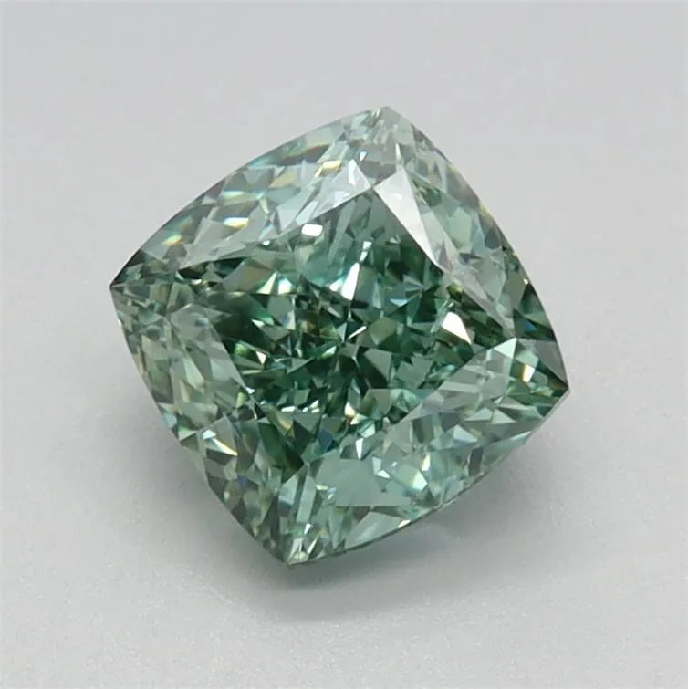 1.07ct Cushion modified Lab Grown Diamond (Colour Fancy Vivid Green, Clarity VS1, IGI Certified)