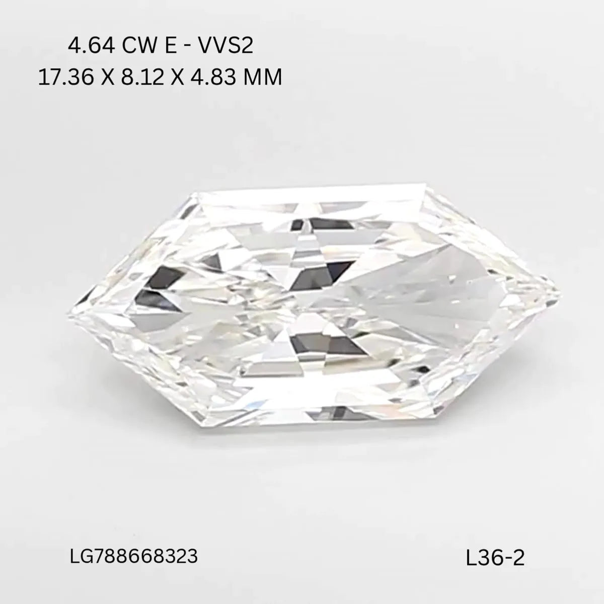 4.64ct Hexagonal Lab Grown Diamond (Colour E, Clarity VVS2, IGI Certified)