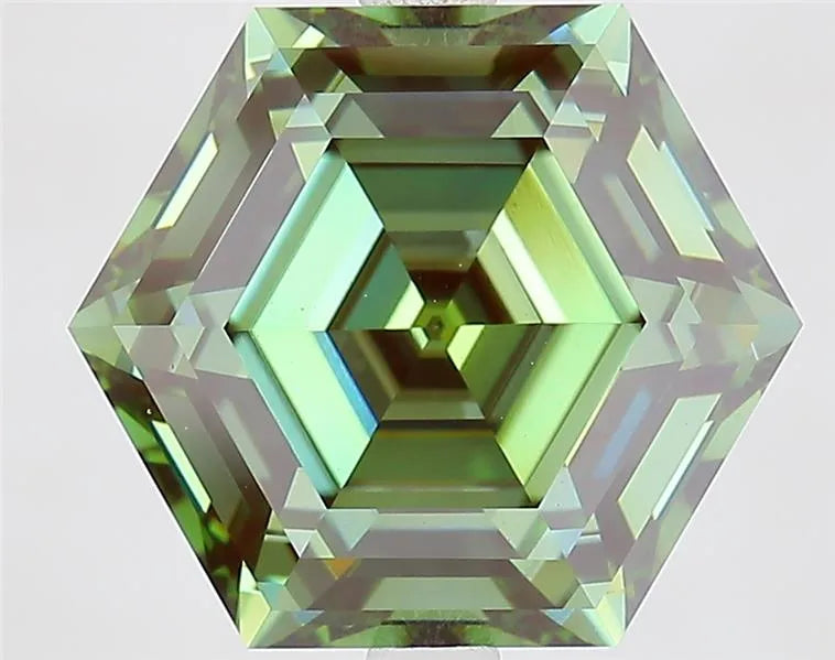 4.95ct Hexagonal Lab Grown Diamond (Colour Fancy Vivid Green, Clarity VVS2, IGI Certified)