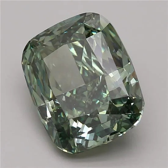 5.28ct Cushion modified Lab Grown Diamond (Colour Fancy Vivid Green, Clarity VVS2, Cut VG, IGI Certified)