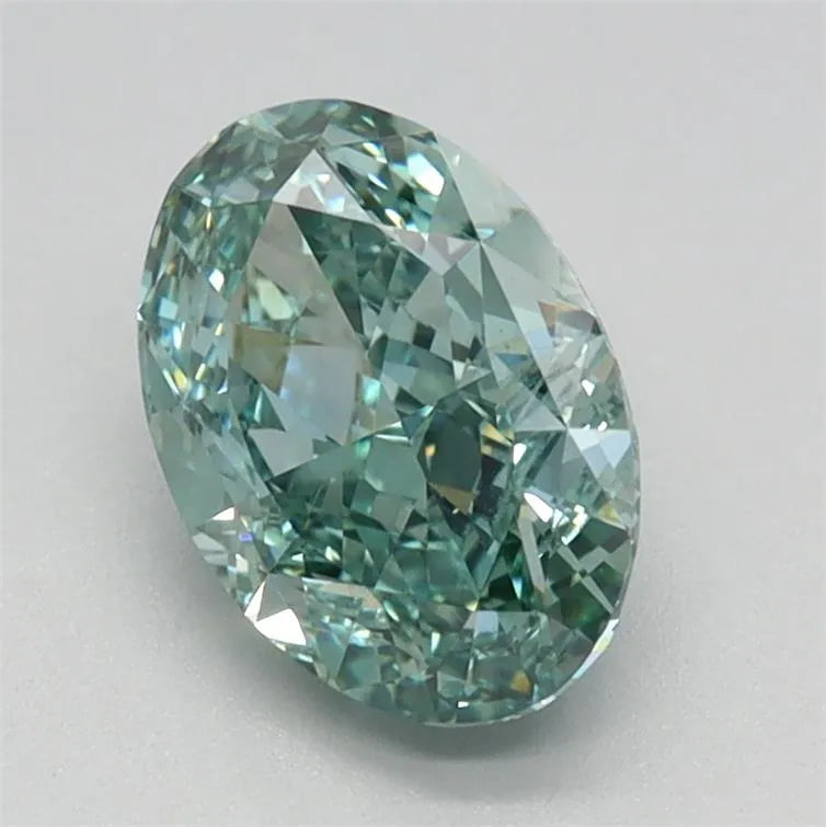 1.28ct Oval Lab Grown Diamond (Colour Fancy Vivid Green, Clarity VS1, IGI Certified)