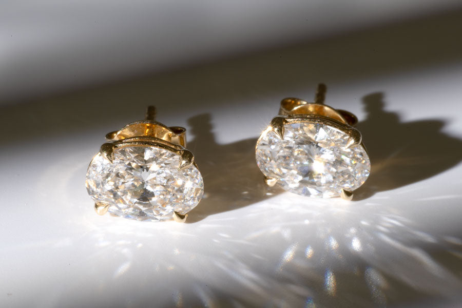 2.10ctw Oval Cut Earrings Lab Grown Diamonds