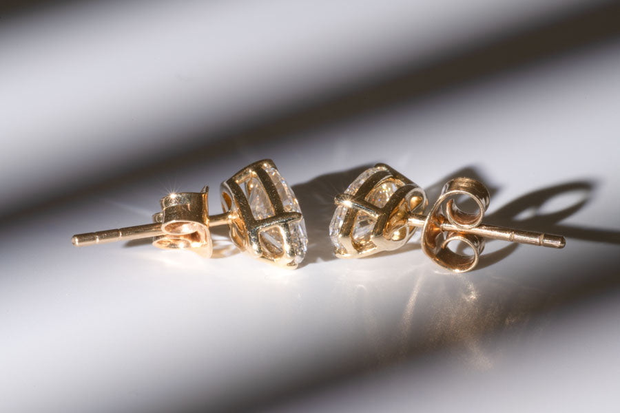 2.05ctw 14k Yellow Gold Lab Grown Marquise Stud Earrings