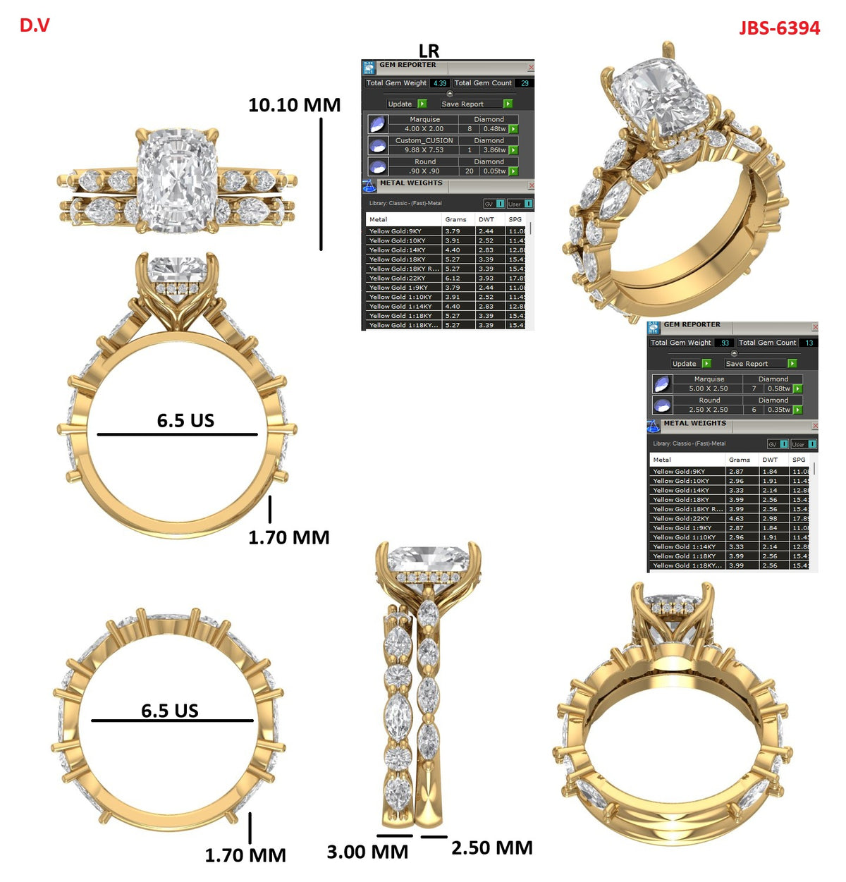 Custom Ring Order - Melissa cushion two rings