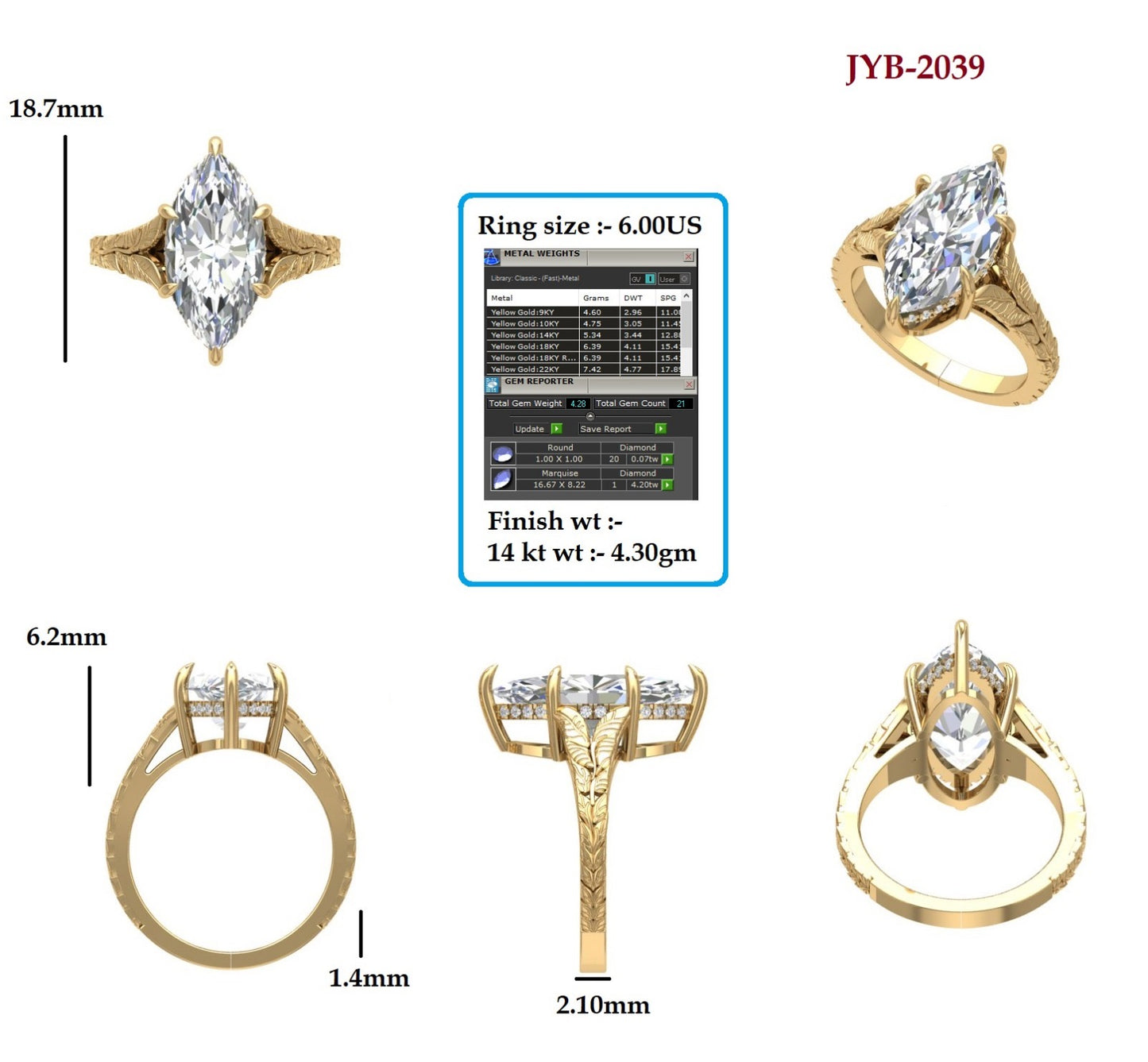 Custom Ring Order - Nicholas marquise