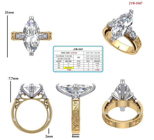 Loose 6.0 Marquise diamond and setting Waronga