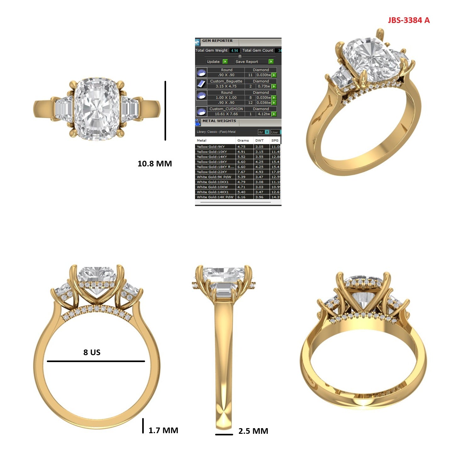 Custom Ring Order -Jasmine old mine 3 stone