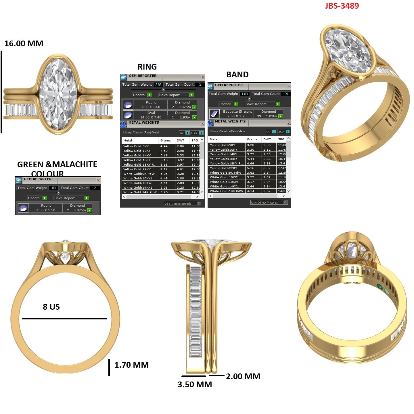 Custom Ring Order -Kristen baguette band