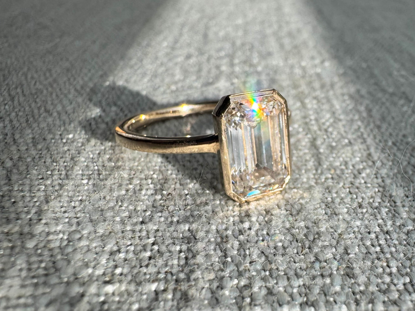 The Juni - 3ct Emerald Cut Lab Grown Diamond Bezel Set Ring