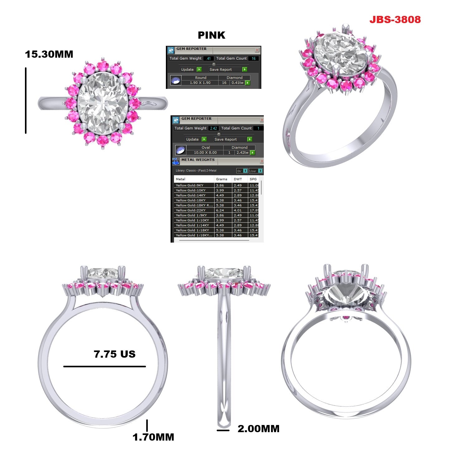 Custom Ring Order - Jenn oval and pink