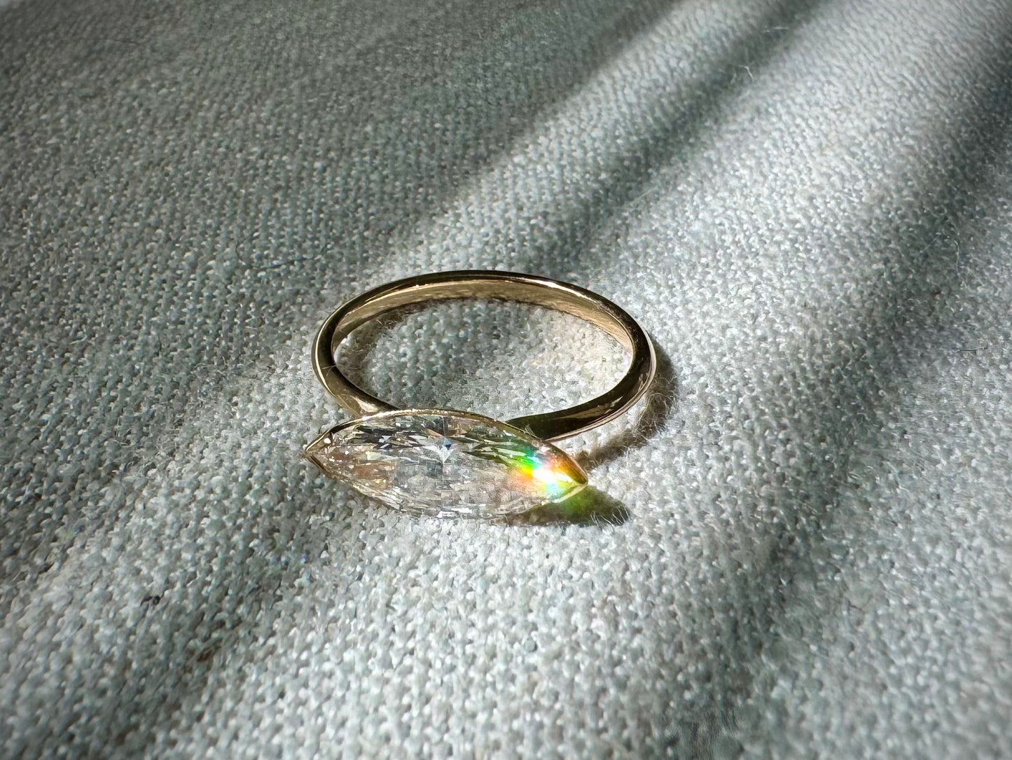 The Jolie - Marquise Lab Grown Diamond set East-West in a clean half bezel
