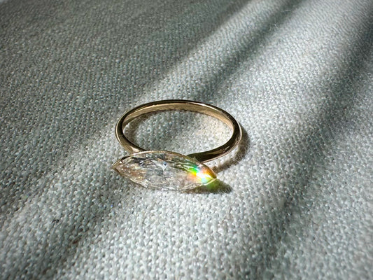 The Jolie - Marquise Lab Grown Diamond set East-West in a clean half bezel