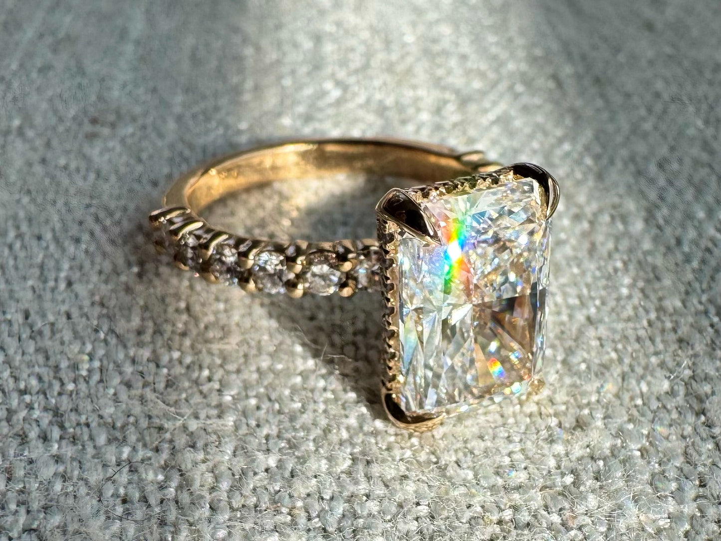 The Alaina - 3.5ct (Total Weight) Including a 3ct Radiant Cut Lab Grown Diamond Engagement Ring with Hidden Halo