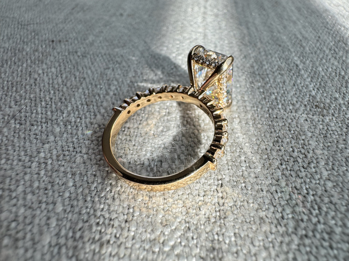 The Alaina - 3.5ct (Total Weight) Including a 3ct Radiant Cut Lab Grown Diamond Engagement Ring with Hidden Halo