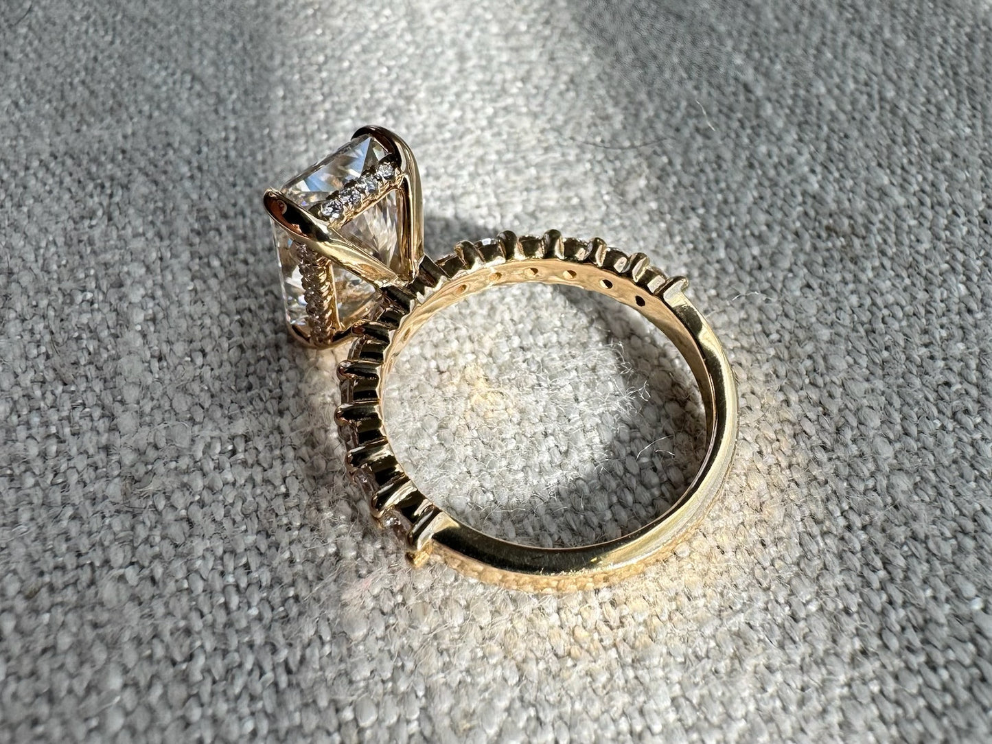 The Alaina - 3.5ct (Total Weight) Including a 3ct Radiant Cut Lab Grown Diamond Engagement Ring with Hidden Halo
