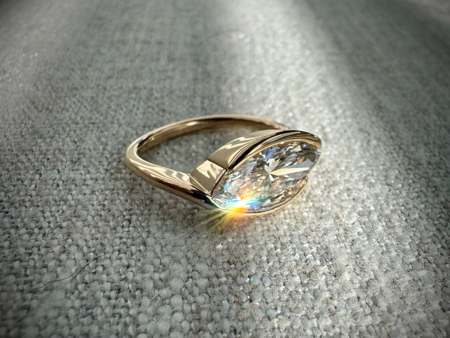 The Jacqueline - 2 1/2ct Marquise Lab Grown Diamond East-West Set in a Half Bezel