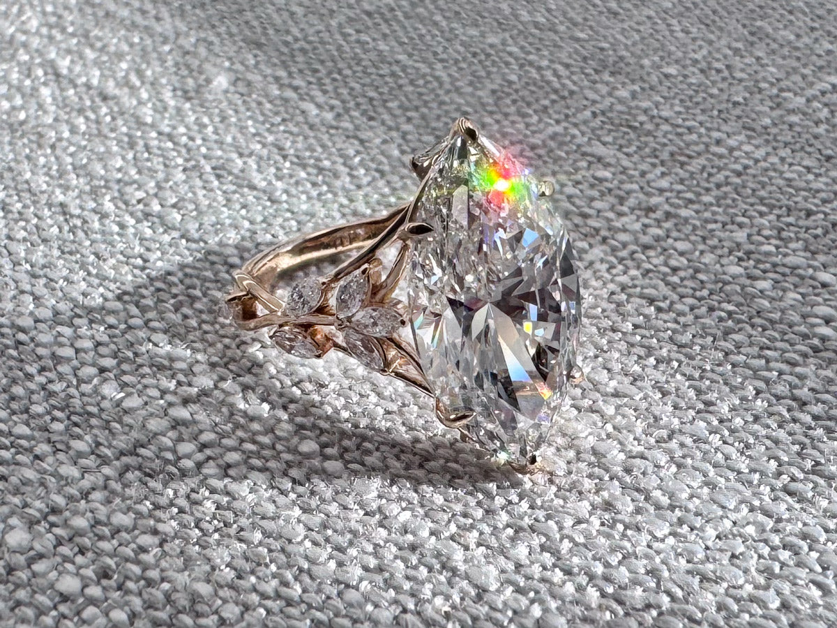 The Jackie - Marquise Lab Grown Diamond in 14k Yellow Gold Vine Engagement Ring