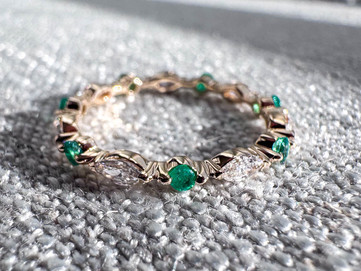 Marquise and Round Eternity Band with Alternating Round and Lab Grown Marquise Diamonds