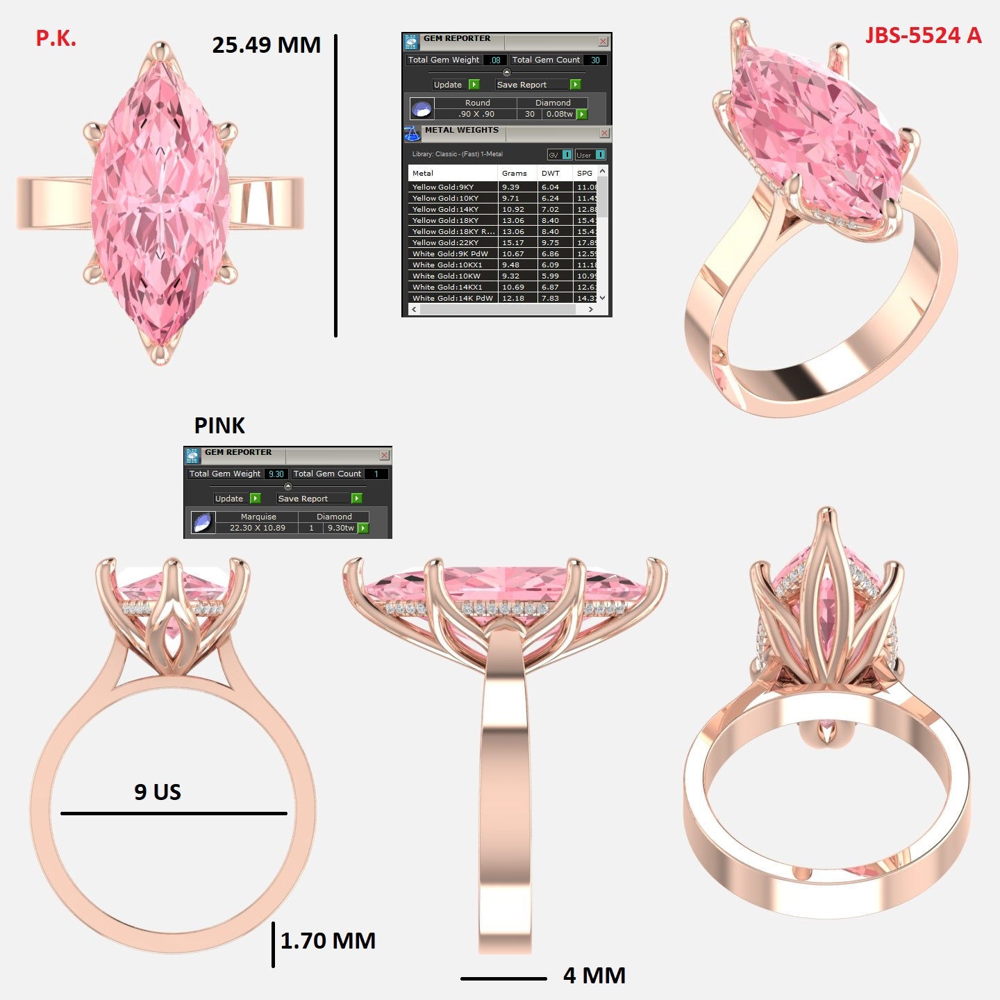 Custom Ring Order Ashley pink marquise