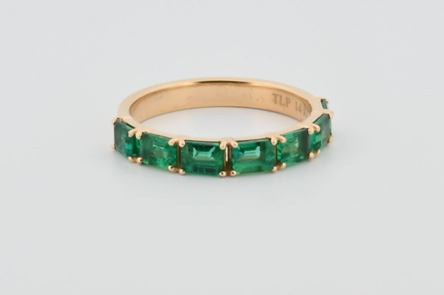 Three-Quarter 2ctw Lab Grown Emerald Wedding Band