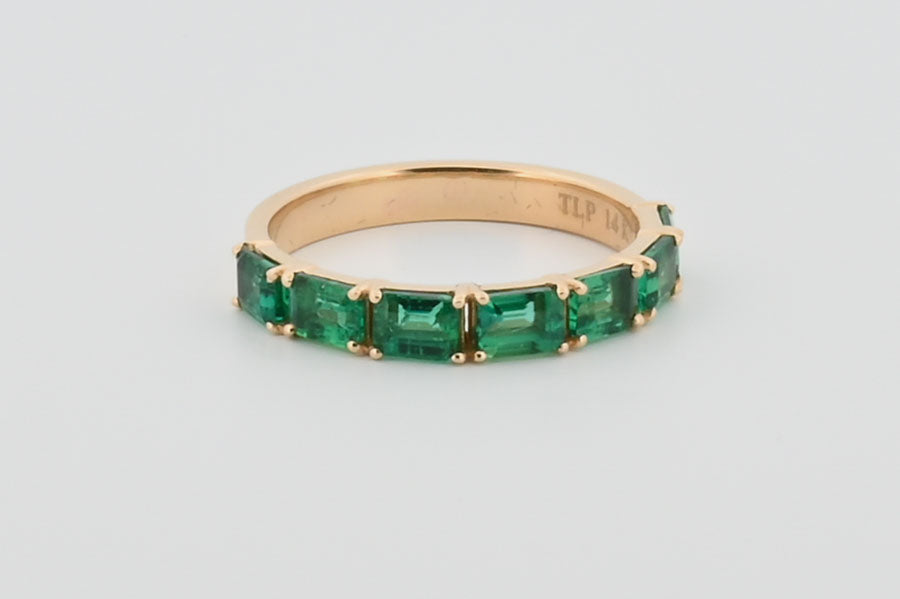 Three-Quarter 2ctw Lab Grown Emerald Wedding Band