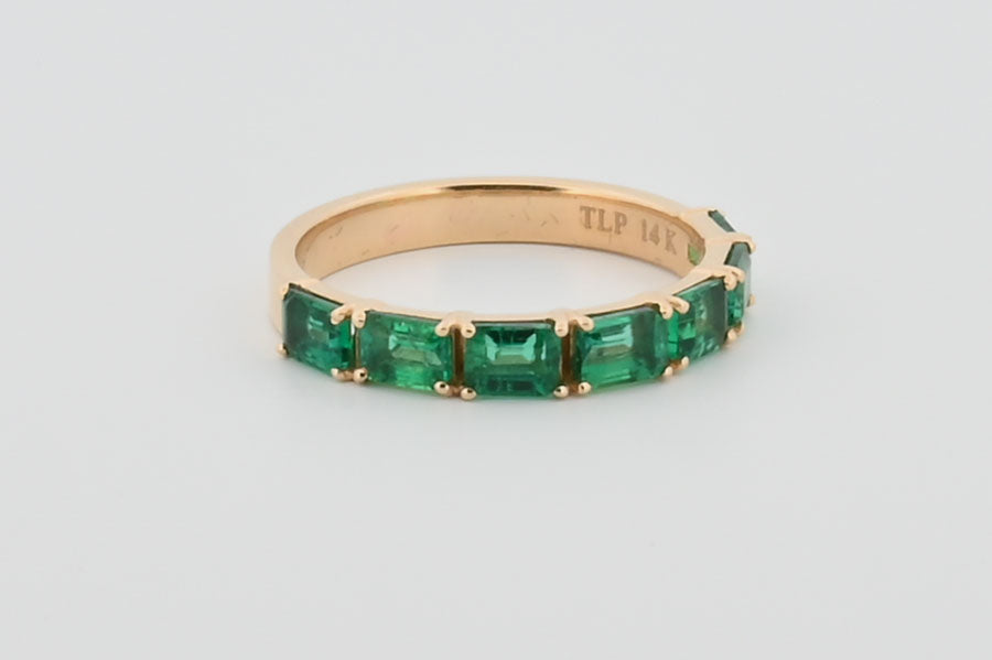 Three-Quarter 2ctw Lab Grown Emerald Wedding Band