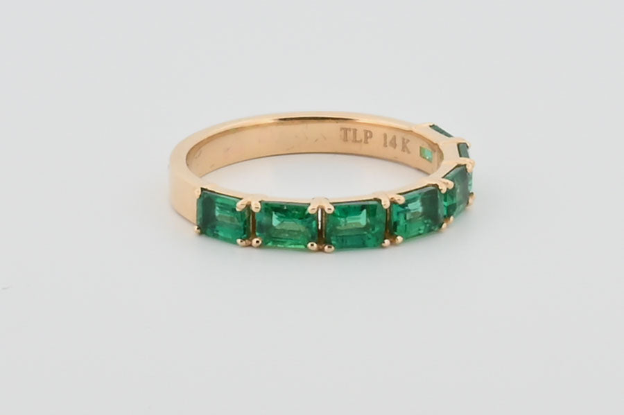 Three-Quarter 2ctw Lab Grown Emerald Wedding Band
