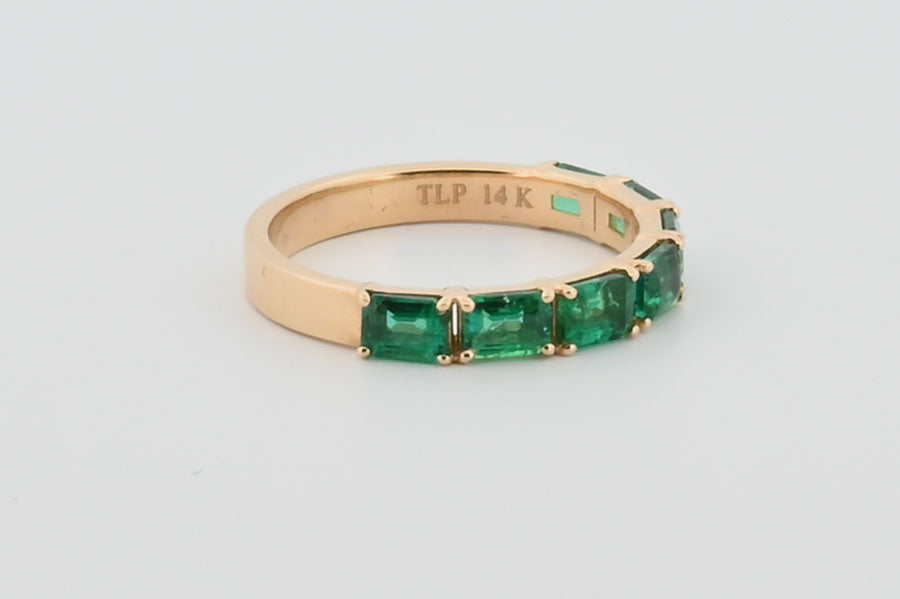 Three-Quarter 2ctw Lab Grown Emerald Wedding Band