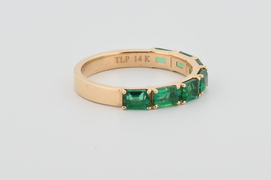 Three-Quarter 2ctw Lab Grown Emerald Wedding Band