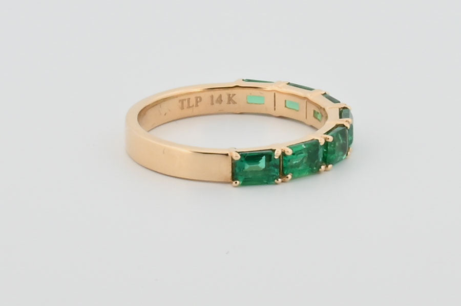 Three-Quarter 2ctw Lab Grown Emerald Wedding Band