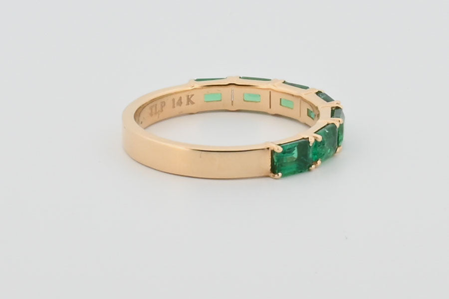 Three-Quarter 2ctw Lab Grown Emerald Wedding Band