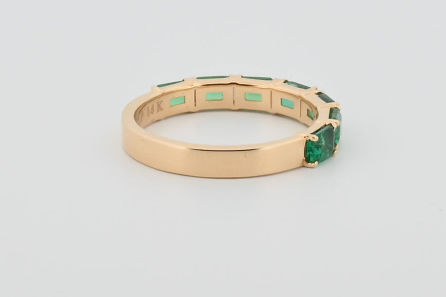 Three-Quarter 2ctw Lab Grown Emerald Wedding Band