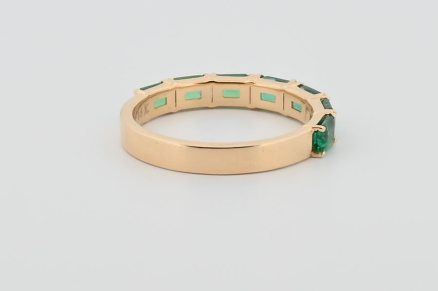 Three-Quarter 2ctw Lab Grown Emerald Wedding Band