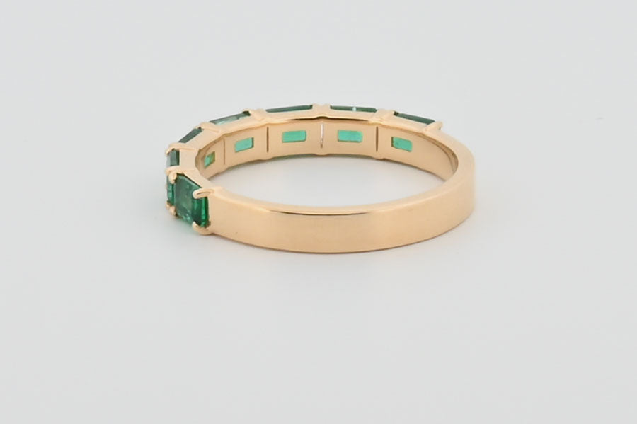 Three-Quarter 2ctw Lab Grown Emerald Wedding Band
