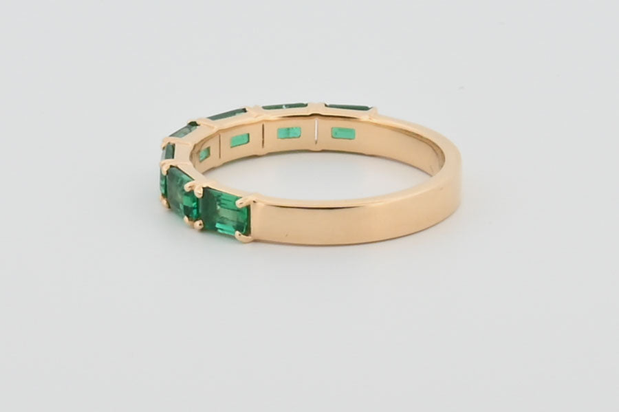 Three-Quarter 2ctw Lab Grown Emerald Wedding Band