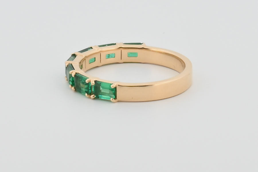 Three-Quarter 2ctw Lab Grown Emerald Wedding Band