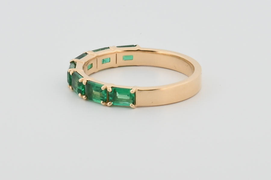 Three-Quarter 2ctw Lab Grown Emerald Wedding Band