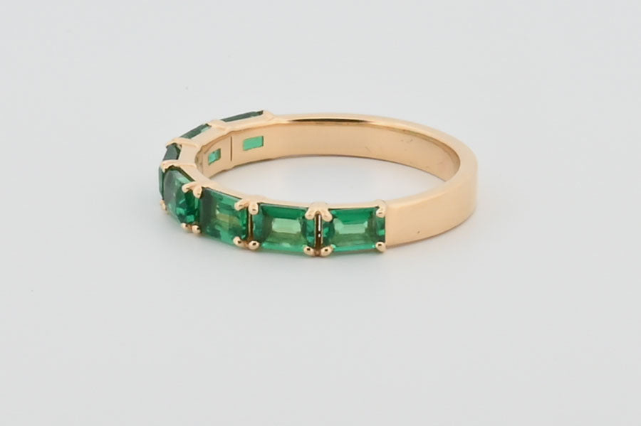 Three-Quarter 2ctw Lab Grown Emerald Wedding Band